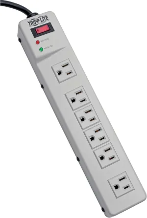 Tripp Lite 6 Right Angle Outlet Surge Protector Power Strip, 6ft Cord, Metal, TLM626, White