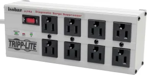 Tripp Lite Isobar 8 Outlet Surge Protector Power Strip, 25ft Long Cord, Right-Angle Plug, Metal, & $50,000 INSURANCE (ISOBAR825ULTRA) Gray