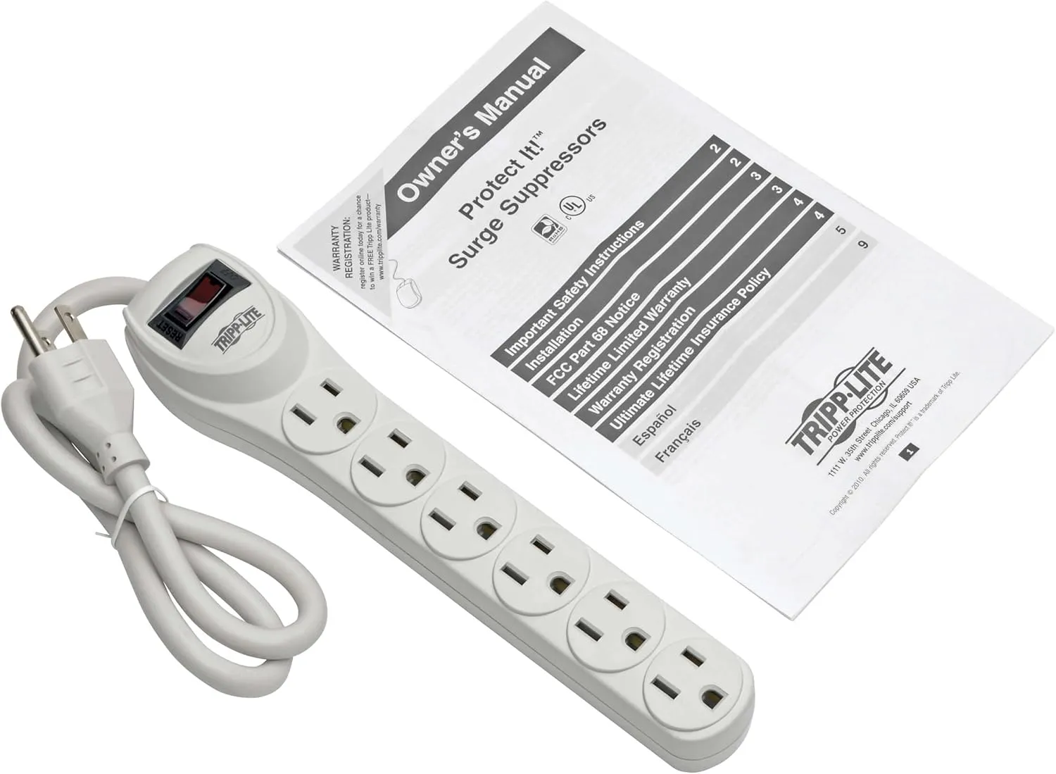 Tripp Lite Protect It! TLP602 Surge Protector 6-Outlet Home Computer 180 Joules