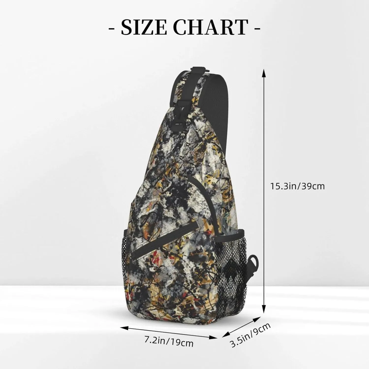 Trippy Rave Hippie Street Graffiti Abstract Art Black Sling Backpack Crossbody Sling Bag Casual Chest Bags Travel Hiking Daypack Shoulder Bag for Women Men