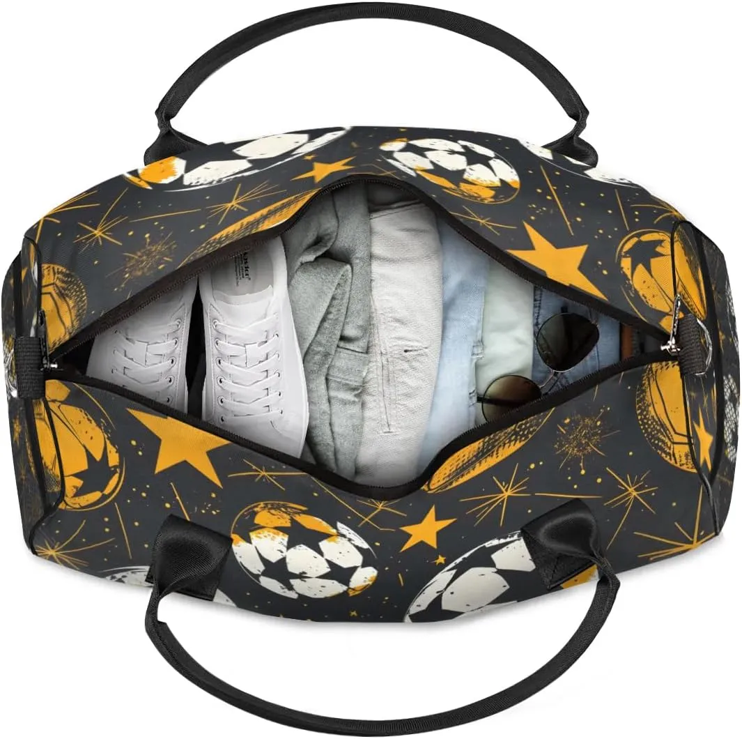 TropicalLife Personalized Sport Soccer Ball Duffel Bag Custom Name Gym Bags Carry On Travel Bag Weekender Overnight Bag for Women Men,