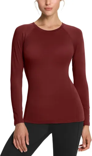 TSLA Women's Sports Compression Shirt, Cool Dry Fit Long Sleeve Workout Tops, Athletic Exercise Gym Yoga Shirts