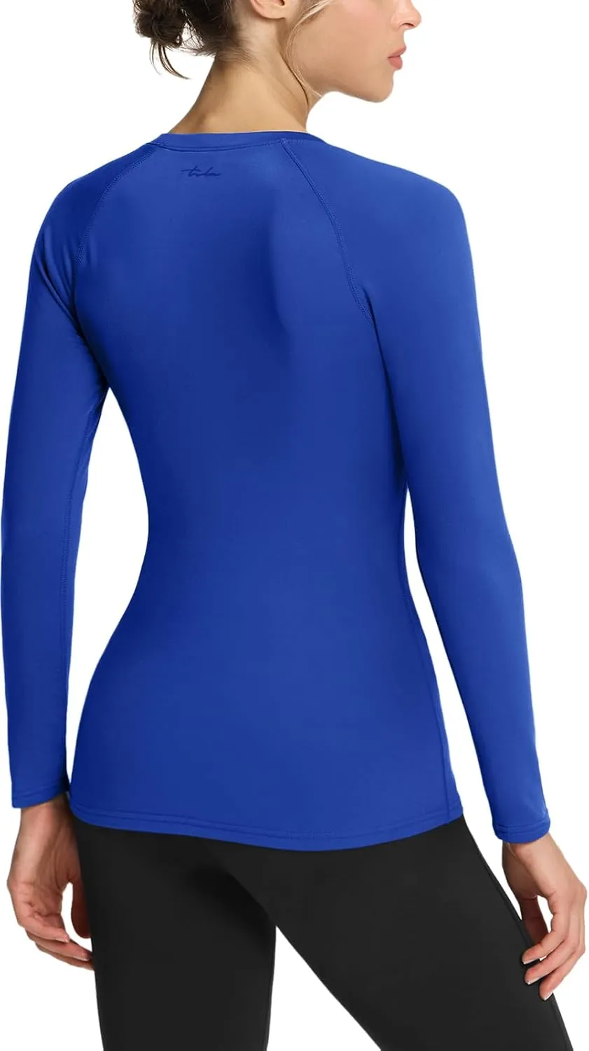 TSLA Women's Sports Compression Shirt, Cool Dry Fit Long Sleeve Workout Tops, Athletic Exercise Gym Yoga Shirts