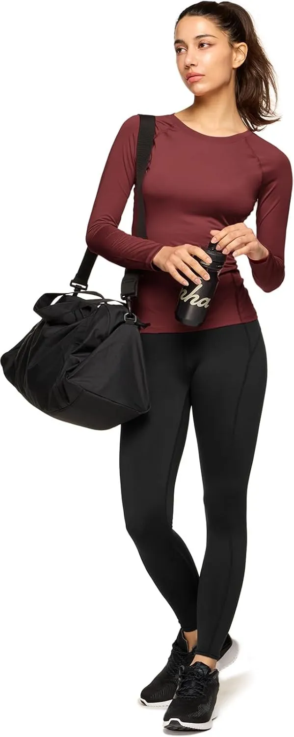 TSLA Women's Sports Compression Shirt, Cool Dry Fit Long Sleeve Workout Tops, Athletic Exercise Gym Yoga Shirts