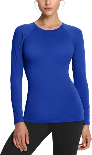 TSLA Women's Sports Compression Shirt, Cool Dry Fit Long Sleeve Workout Tops, Athletic Exercise Gym Yoga Shirts