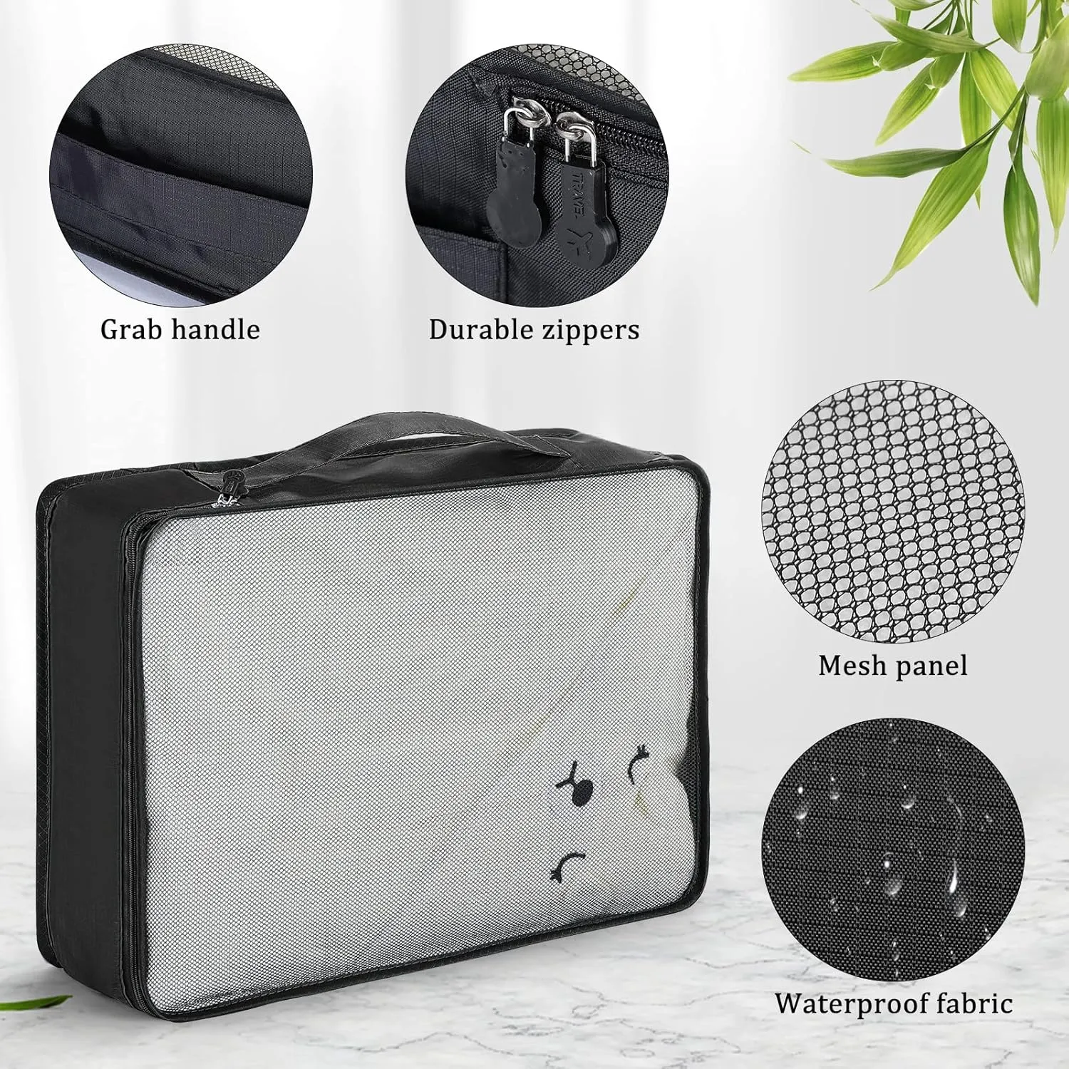 Tudomro 12 Pcs Large Packing Cubes Luggage Organizers for Suitcase Mesh Travel Organizer Bags Travel Packing Organizers for Traveling Camping Hiking