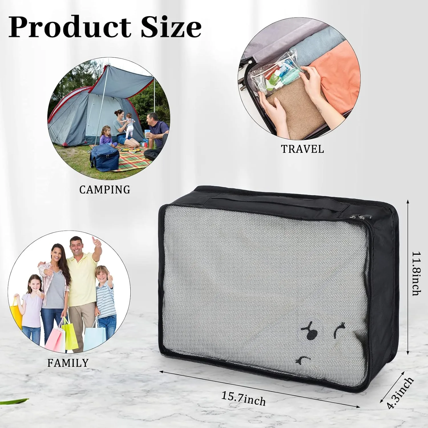 Tudomro 12 Pcs Large Packing Cubes Luggage Organizers for Suitcase Mesh Travel Organizer Bags Travel Packing Organizers for Traveling Camping Hiking