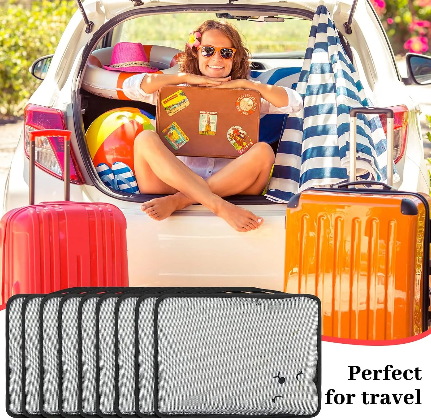 Tudomro 12 Pcs Large Packing Cubes Luggage Organizers for Suitcase Mesh Travel Organizer Bags Travel Packing Organizers for Traveling Camping Hiking