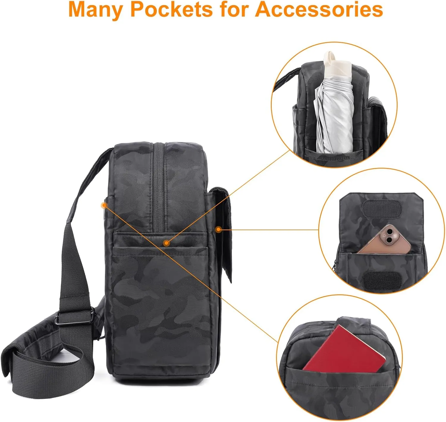 TULLIO Camera Bag Small Crossboy Purse Printing Camera Sling Chest Bag for DSLR SLR Mirrorless Camera Waterproof for Photographer Compatible with Nikon Sony