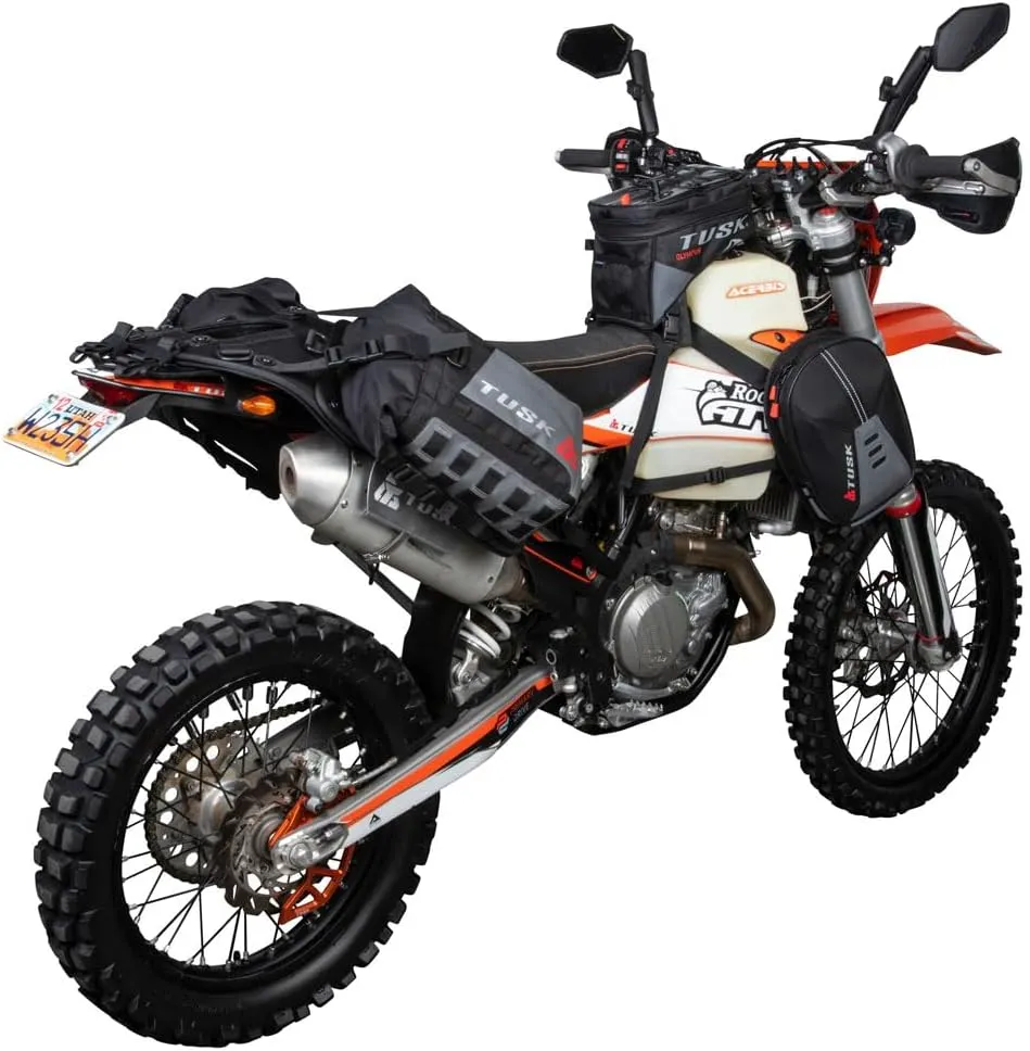 TUSK Excursion Rackless Luggage System w/Small Dry Duffel Tail Bag Standard Heat Shield Black/Tan
