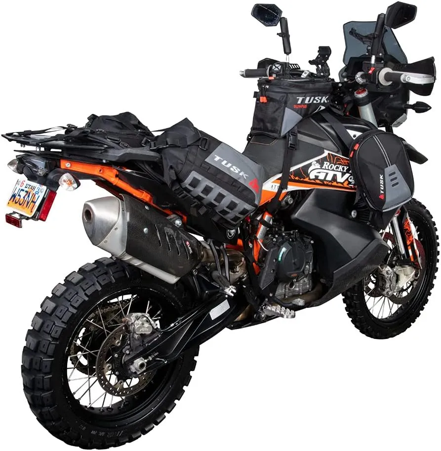 TUSK Excursion Rackless Luggage System w/Small Dry Duffel Tail Bag Standard Heat Shield Black/Tan