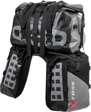 Tusk Highland X2 Rackless Luggage System w/Medium Dry Duffel Tail Bag KTM/Husky 690-701 Heat Shield Black/Grey