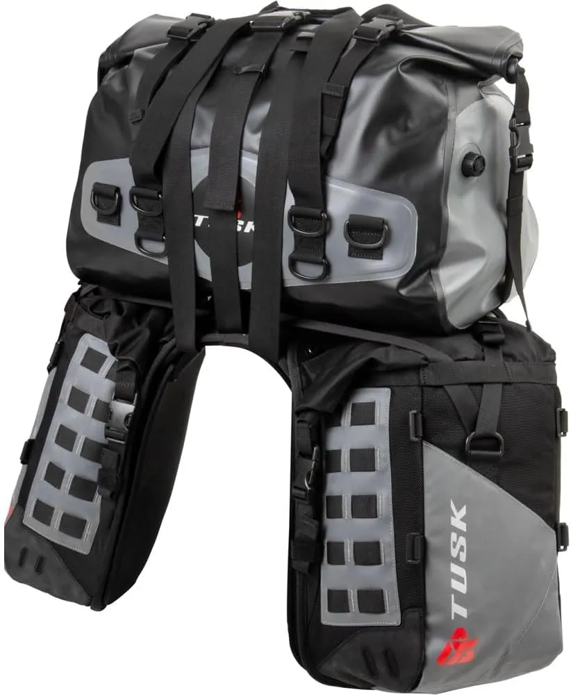 TUSK Highland X2 Rackless Luggage System w/Medium Dry Duffel Tail Bag Standard Heat Shield For Suzuki DR-Z 400S 2000-2009,2011-2022