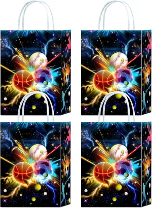 Tyndallrays 16 Pieces Sports Goodie Bags for Basketball Baseball Football Soccer Birthday Party Supplies,Sports Gift Snacks Treat Candy Party Favors Bags for Sports Theme Birthday Party Decorations