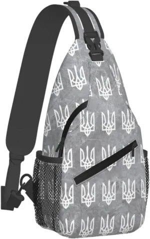 Ukraine Tryzub Proud Ukrainian Sling Bag Crossbody Backpack Shoulder Casual Daypack Bag for Men Women