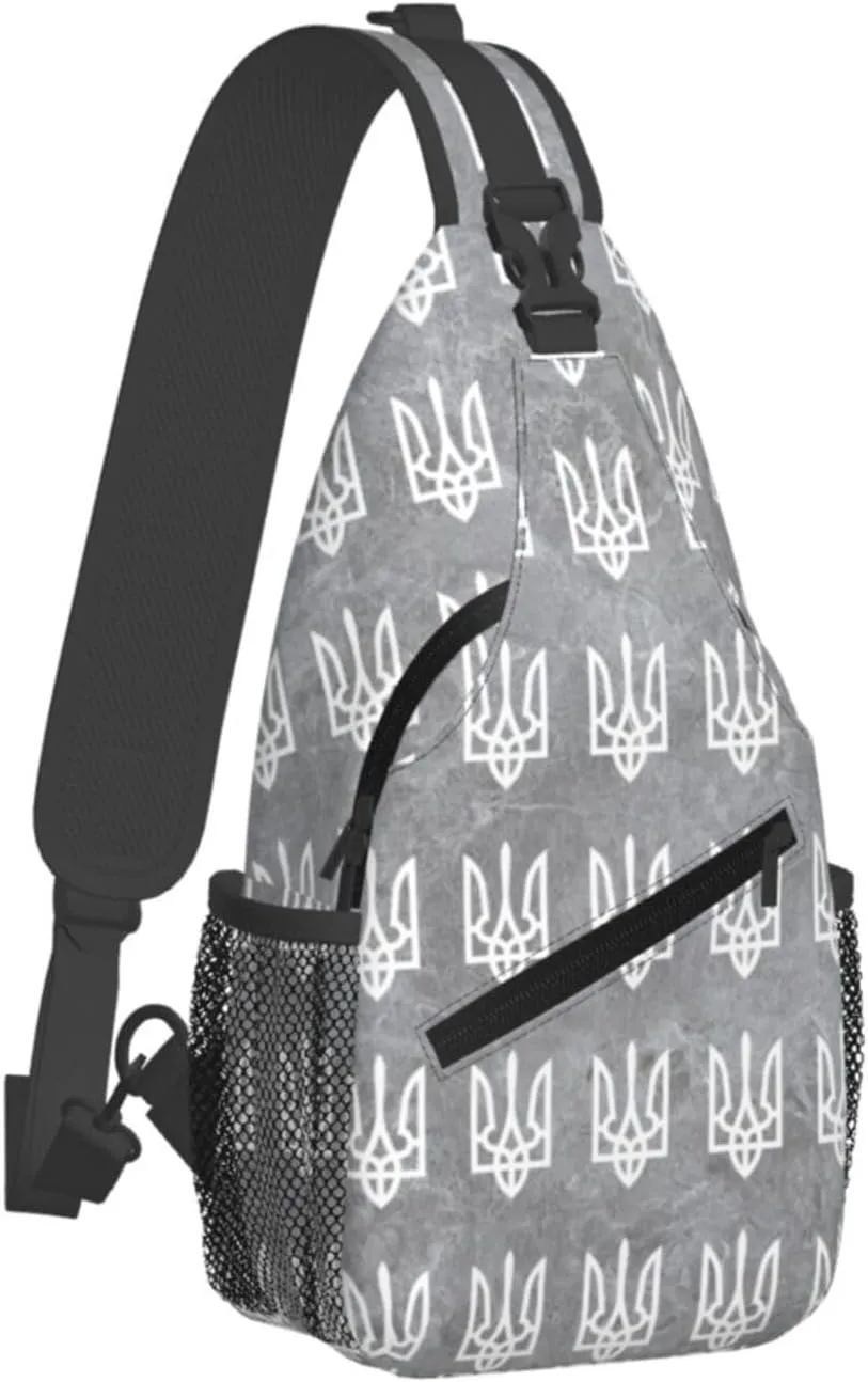 Ukraine Tryzub Proud Ukrainian Sling Bag Crossbody Backpack Shoulder Casual Daypack Bag for Men Women