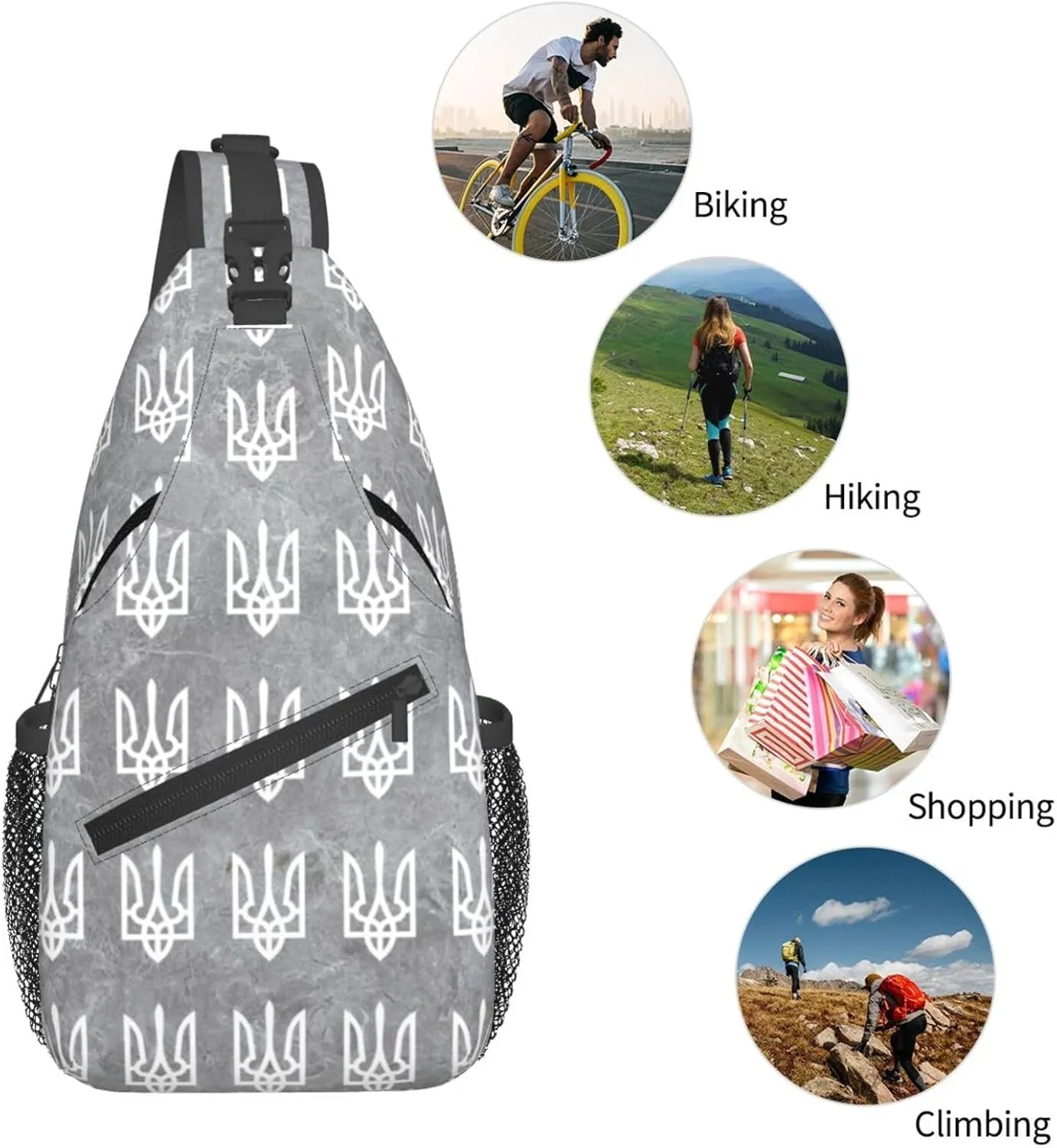 Ukraine Tryzub Proud Ukrainian Sling Bag Crossbody Backpack Shoulder Casual Daypack Bag for Men Women