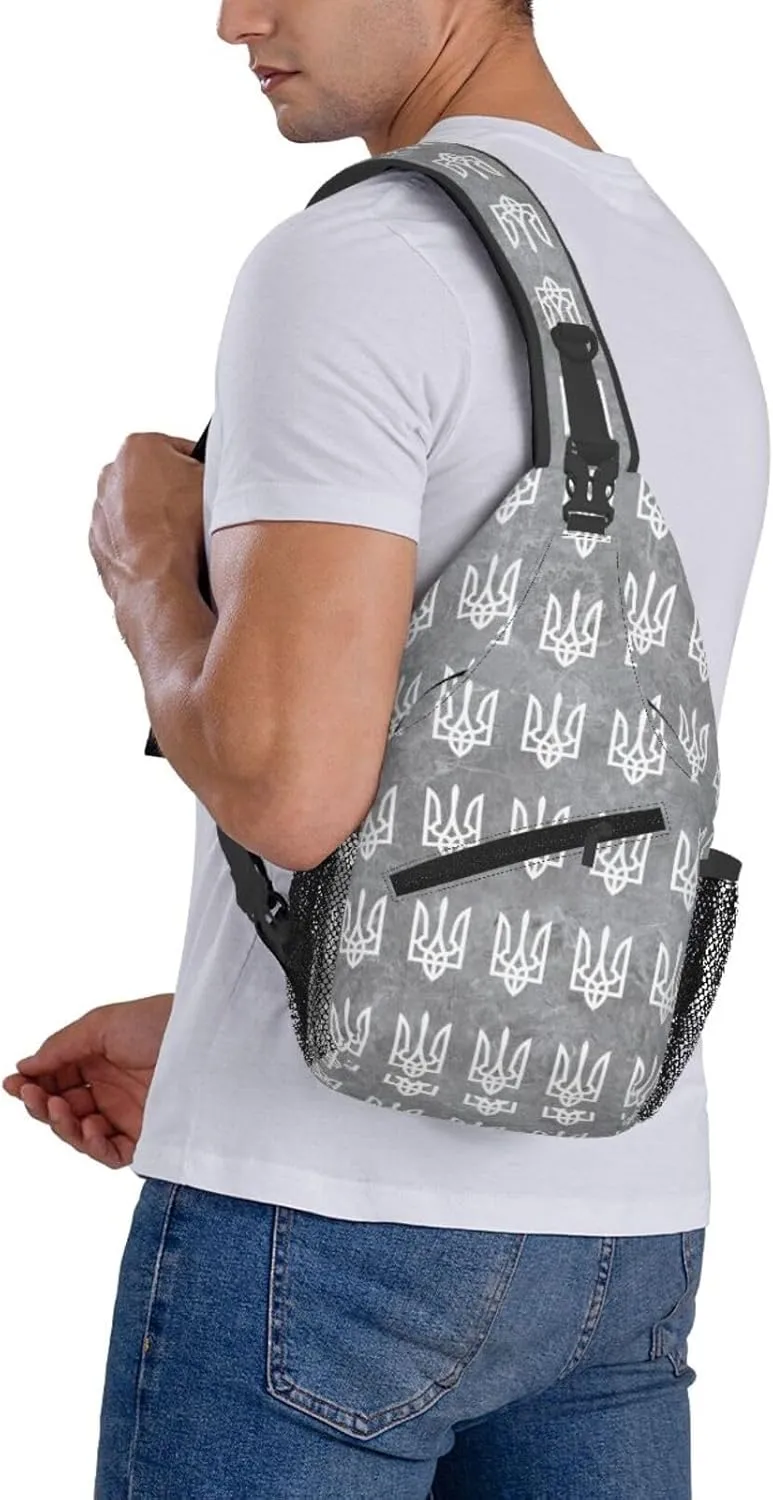 Ukraine Tryzub Proud Ukrainian Sling Bag Crossbody Backpack Shoulder Casual Daypack Bag for Men Women
