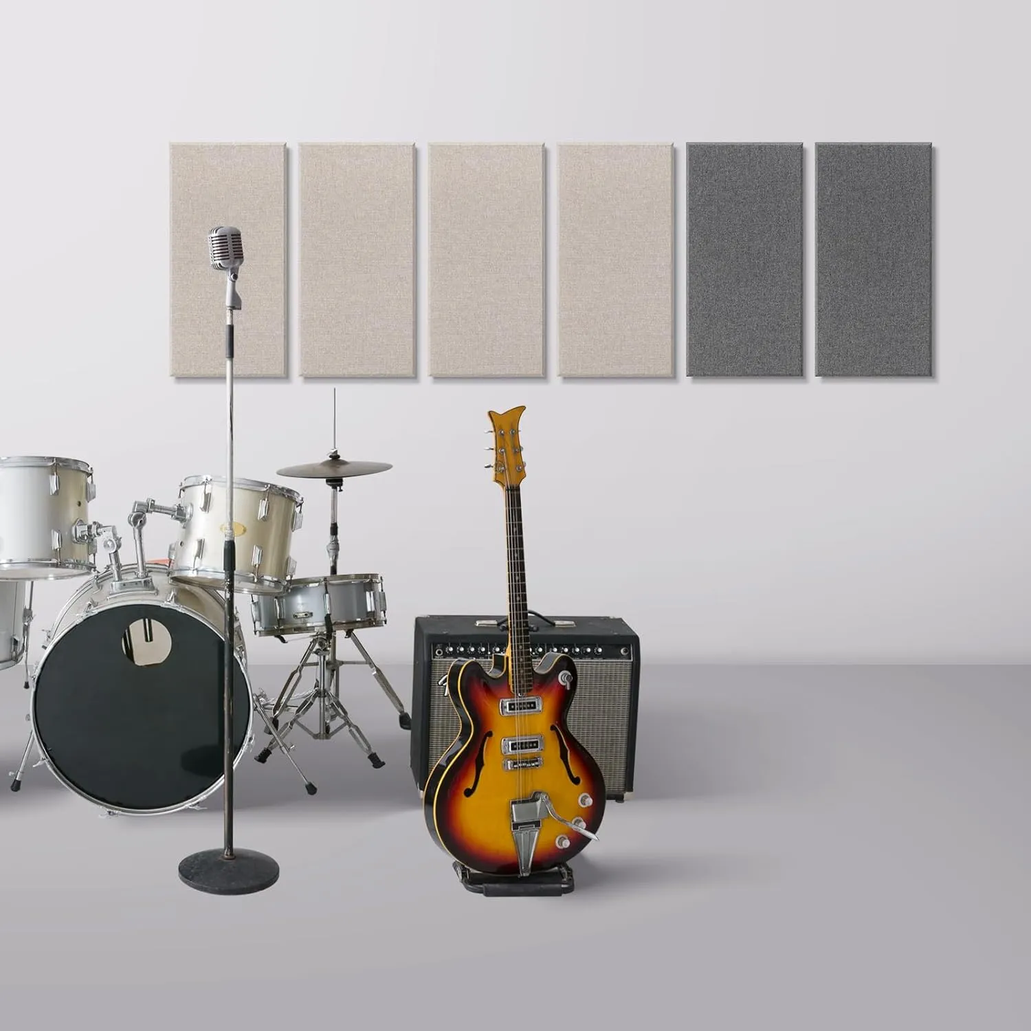 UMIACOUSTICS 4 PCS Acoustic Panels, 2“ Thick 23.6" x 11.8" Fiberglass Sound Absorbing Panels, Self-adhesive Soundproof Panels for Studios, Office, Home Theater. Charcoal Grey