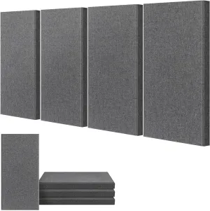 UMIACOUSTICS 4 PCS Acoustic Panels, 2“ Thick 23.6" x 11.8" Fiberglass Sound Absorbing Panels, Self-adhesive Soundproof Panels for Studios, Office, Home Theater. Charcoal Grey