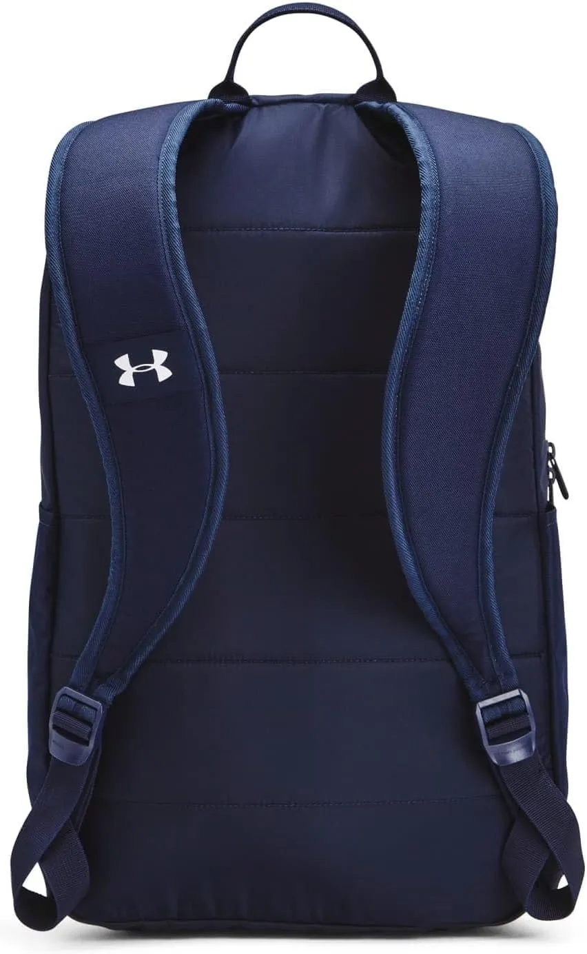Under Armour unisex-adult Halftime Backpack, (410) Midnight Navy/Dark Tangerine/White, One Size Fits All