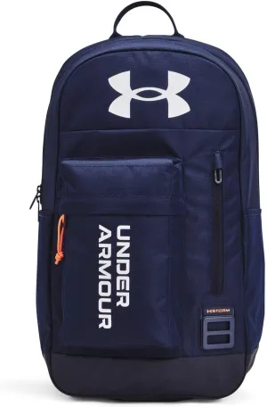 Under Armour unisex-adult Halftime Backpack, (410) Midnight Navy/Dark Tangerine/White, One Size Fits All