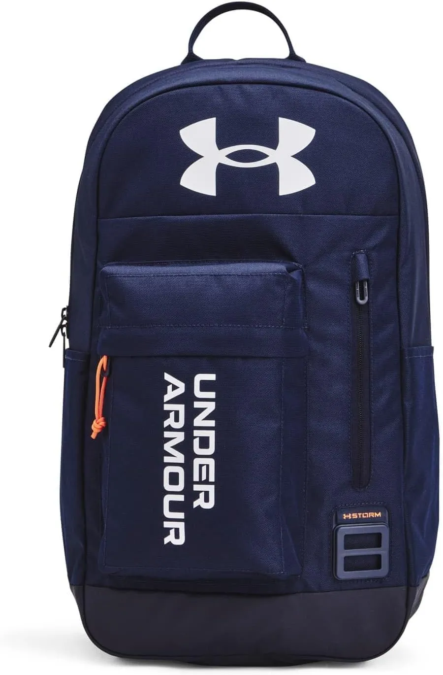 Under Armour unisex-adult Halftime Backpack, (410) Midnight Navy/Dark Tangerine/White, One Size Fits All
