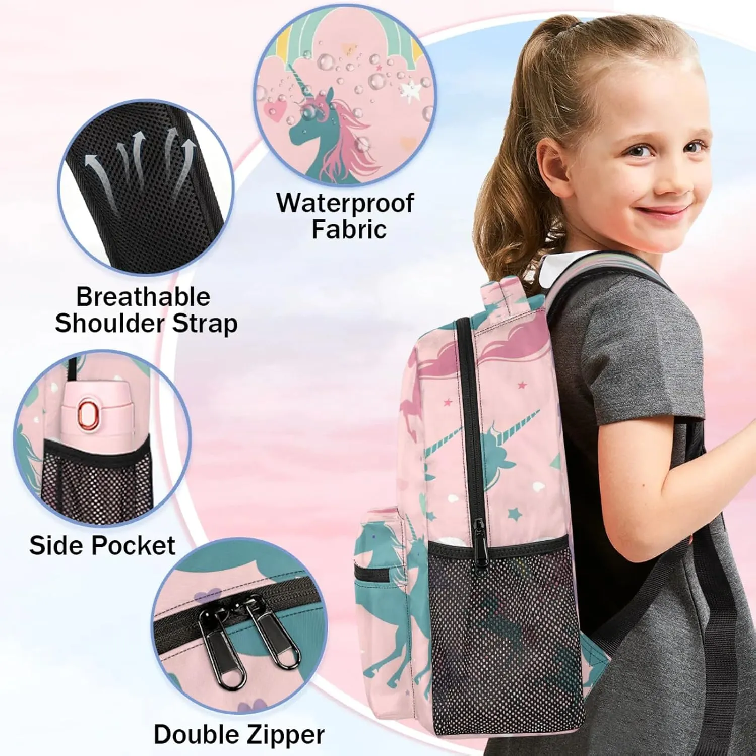 Unicorn Star Silhouettes Pattern Print Large Backpack Fashion Travel Backpacks for Business Women Men Casual Laptop Bag Waterproof Lightweight Shoulder Bags 16in