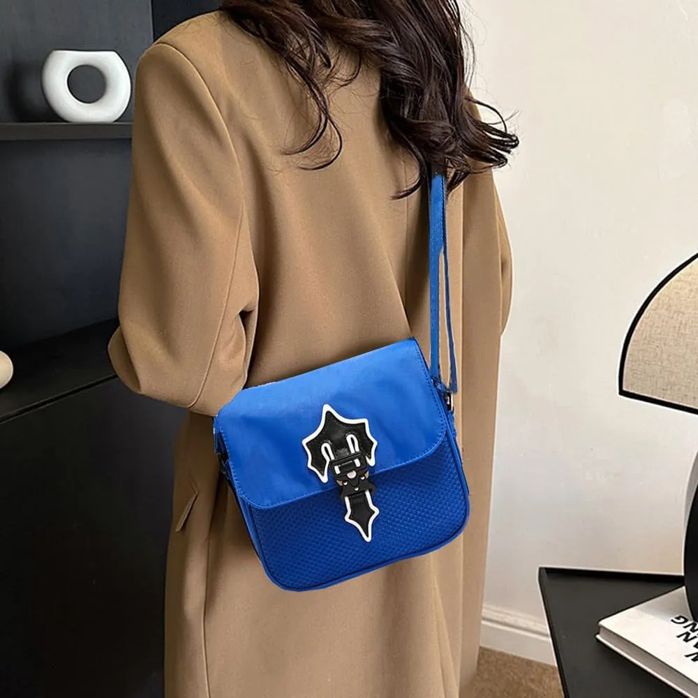Unisex Compact Crossbody Bag with Mesh Panel & Adjustable Strap, Lightweight Oxford Fabric, 3L Capacity for Daily