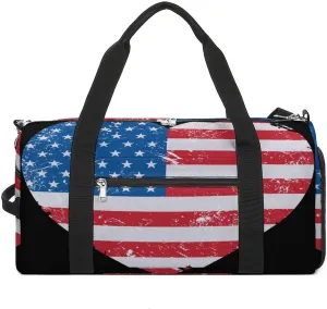 United States on America Retro Heart Flag Gym Bag-Workout Organizer with Water Resistant Compartments for Gym Lovers