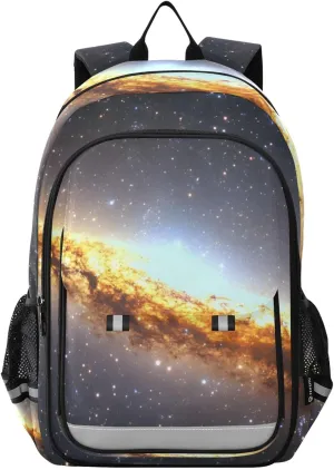 Universe Space Backpack for Women Men Travel Laptop Daypack Shoulder Bag Book Bag Daypack with Reflective Strip 12.9” × 17.7”