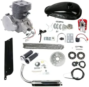 Upgraded 100cc Bicycle Engine Kit 2 Stroke Bike Motor, Air-Cooling Gas, Engine Motorized Bicycle Kit with CDI Ignition Mode and 36-Tooth Sprocket for Most 26"/28" Bikes Scooter
