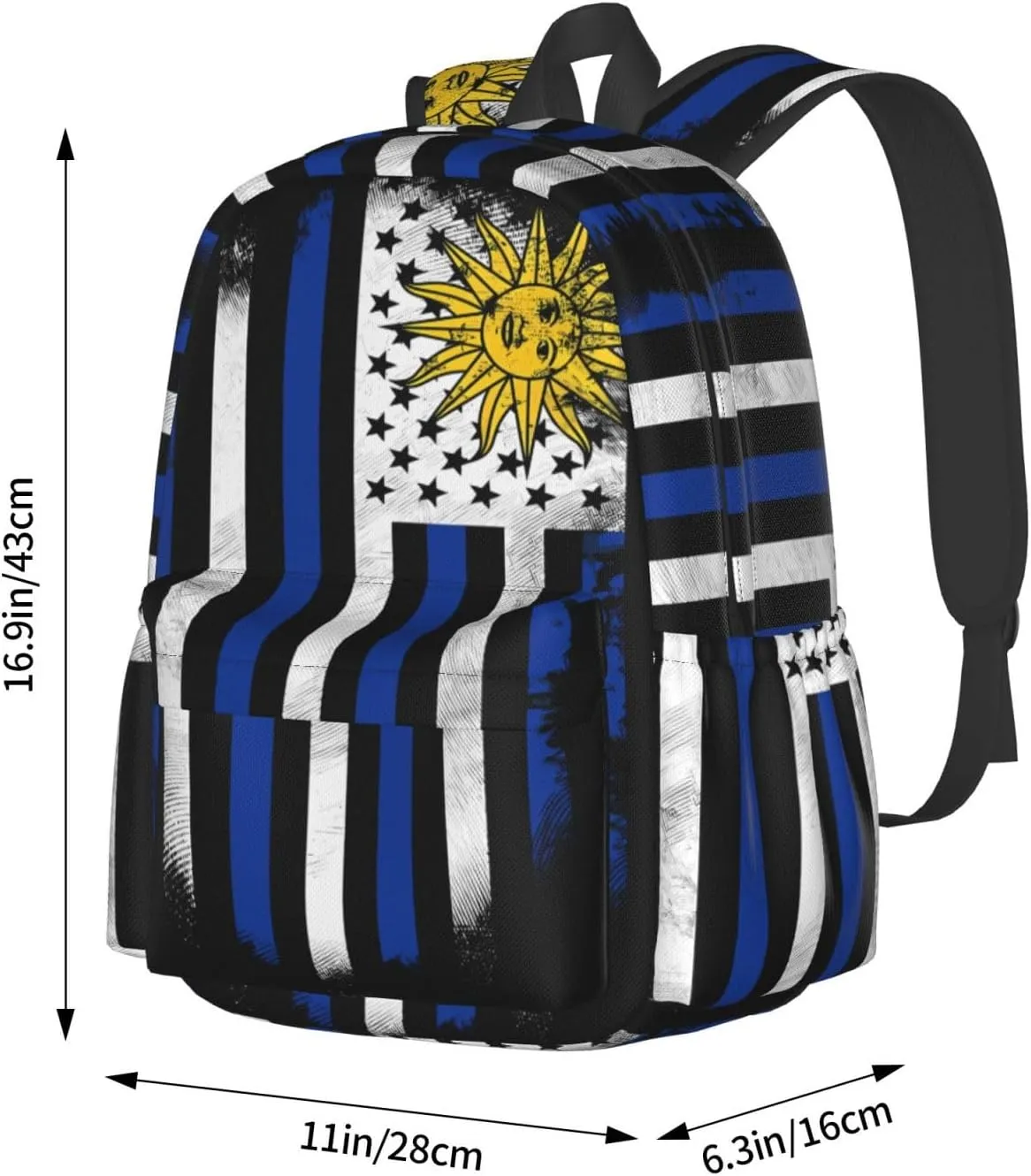 Uruguay Uruguayan American Flag Casual Backpack Large Capacity Travel Backpacks Laptop Daypack Commuter Rucksack Adjustable Strap Sports Bags for Hiking Biking