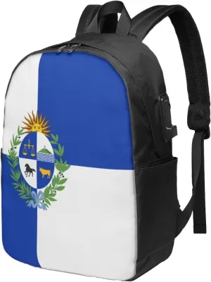 Uruguay Uruguayan Flag Laptop Backpacks Travel Backpack Casual Business Daypack Sport Rucksack Computer Bag Fits up to 17 Inch Notebook with USB Port