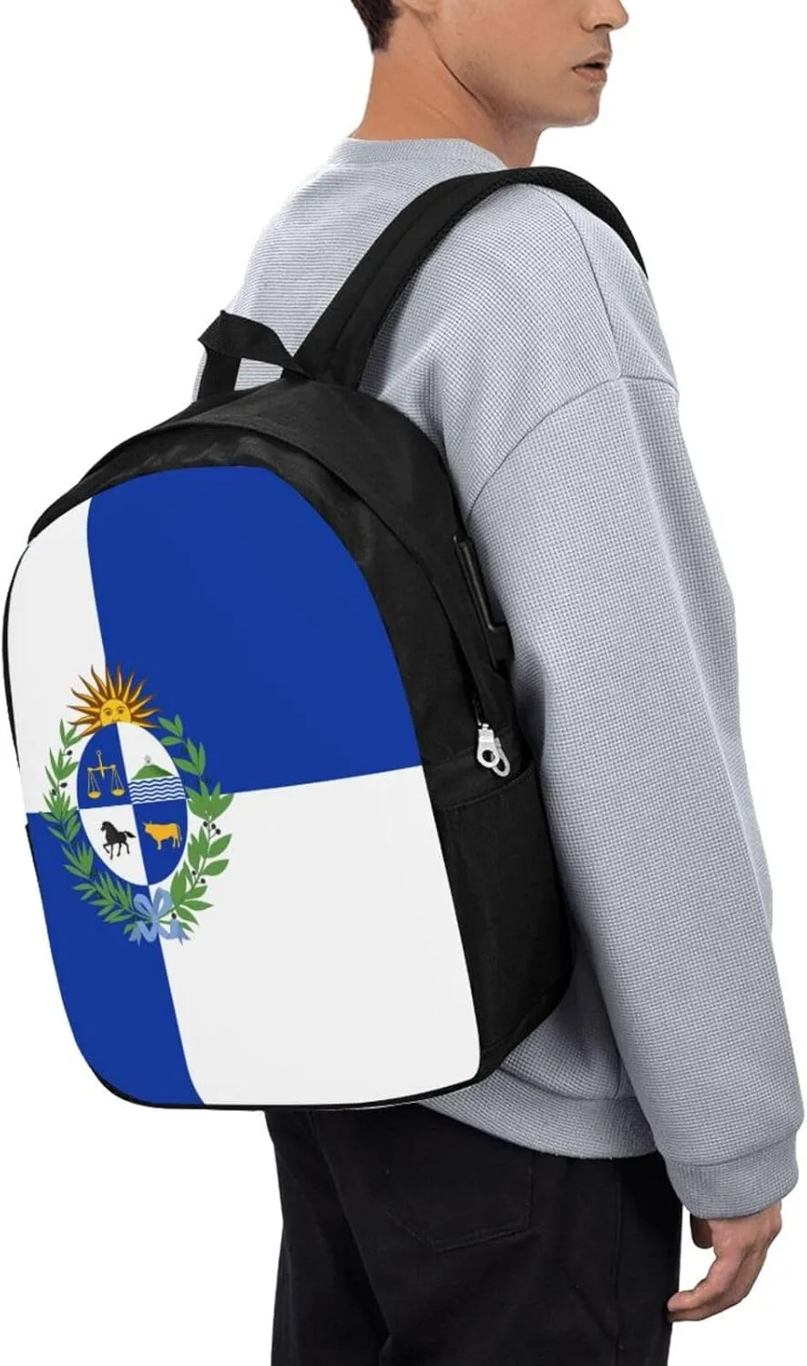 Uruguay Uruguayan Flag Laptop Backpacks Travel Backpack Casual Business Daypack Sport Rucksack Computer Bag Fits up to 17 Inch Notebook with USB Port