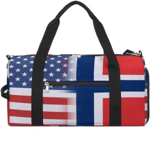 US And Norway Flag Gym Bag-Workout Organizer with Water Resistant Compartments for Gym Lovers
