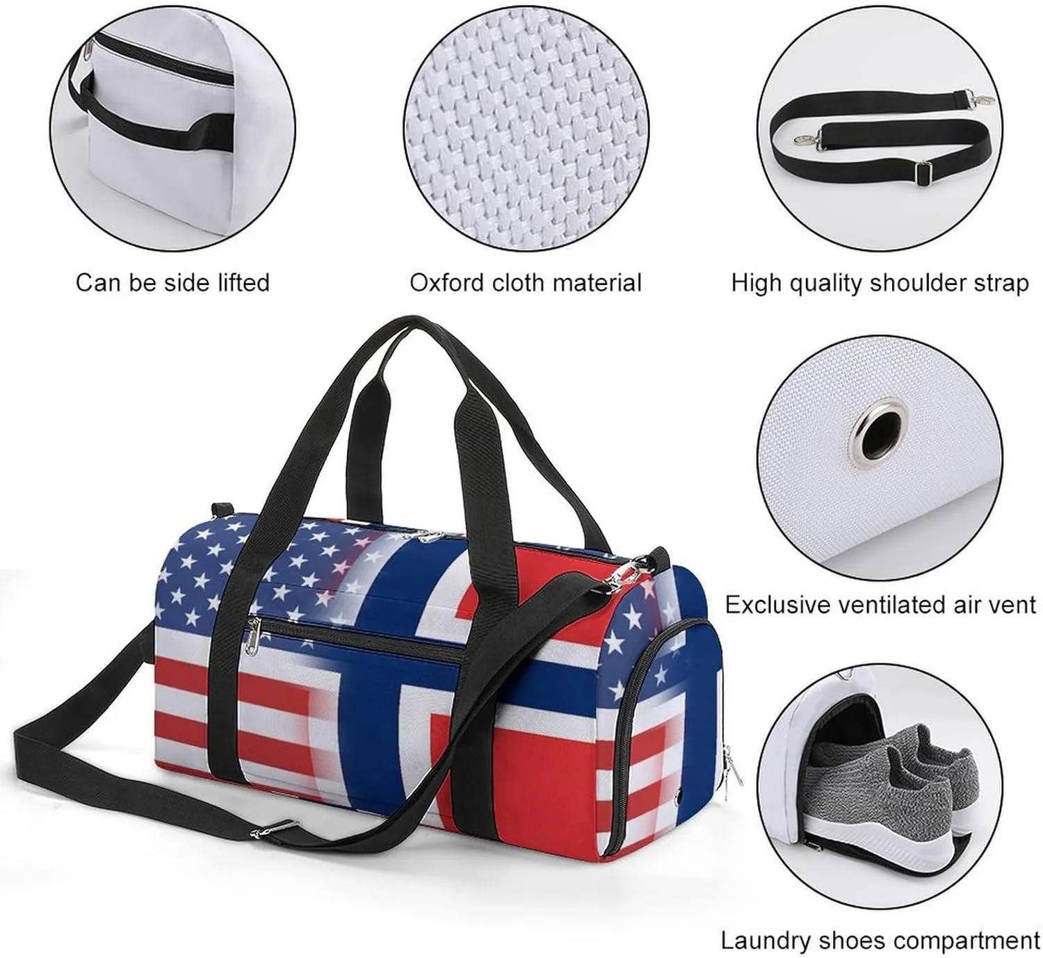 US And Norway Flag Gym Bag-Workout Organizer with Water Resistant Compartments for Gym Lovers