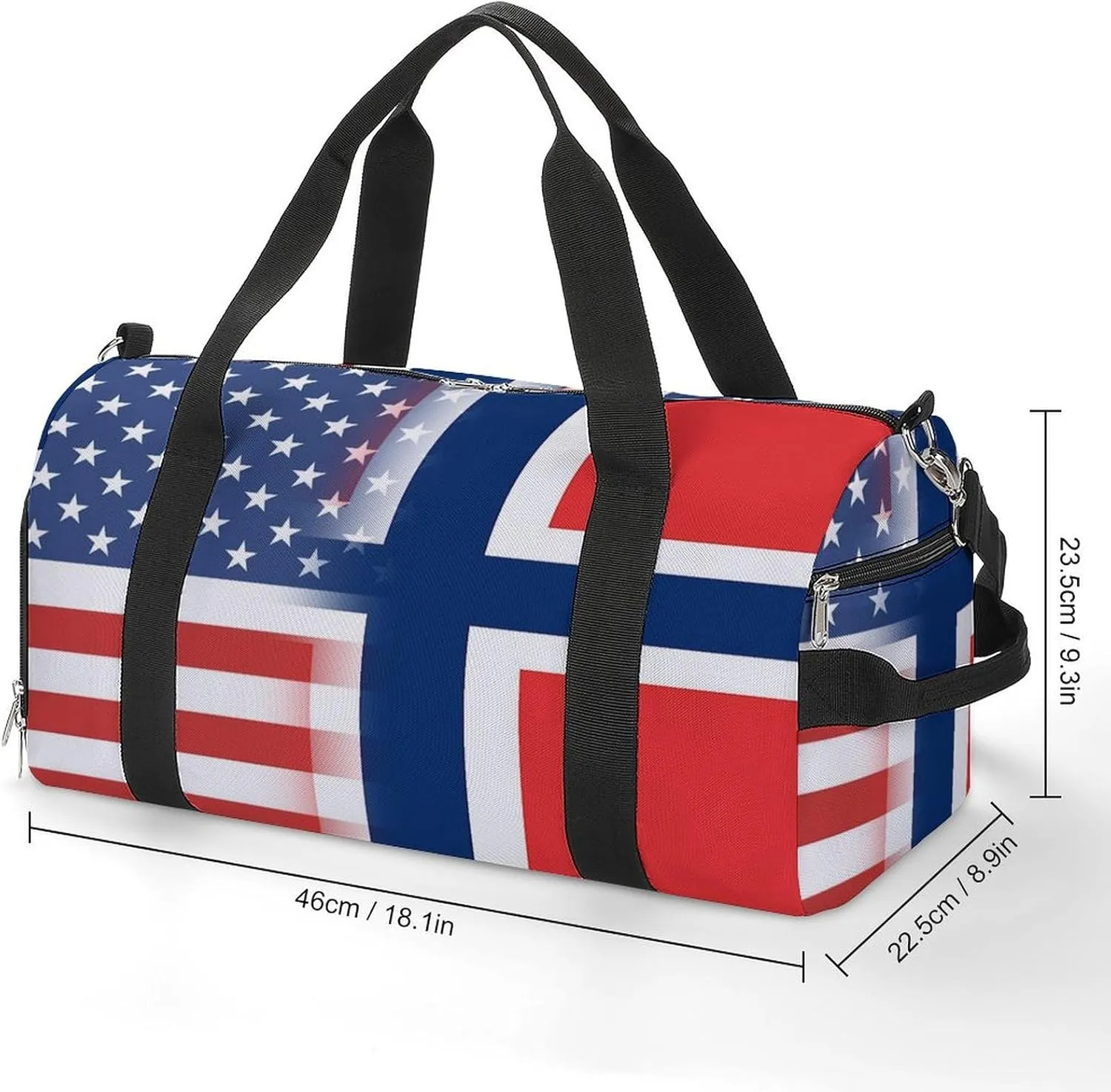 US And Norway Flag Gym Bag-Workout Organizer with Water Resistant Compartments for Gym Lovers