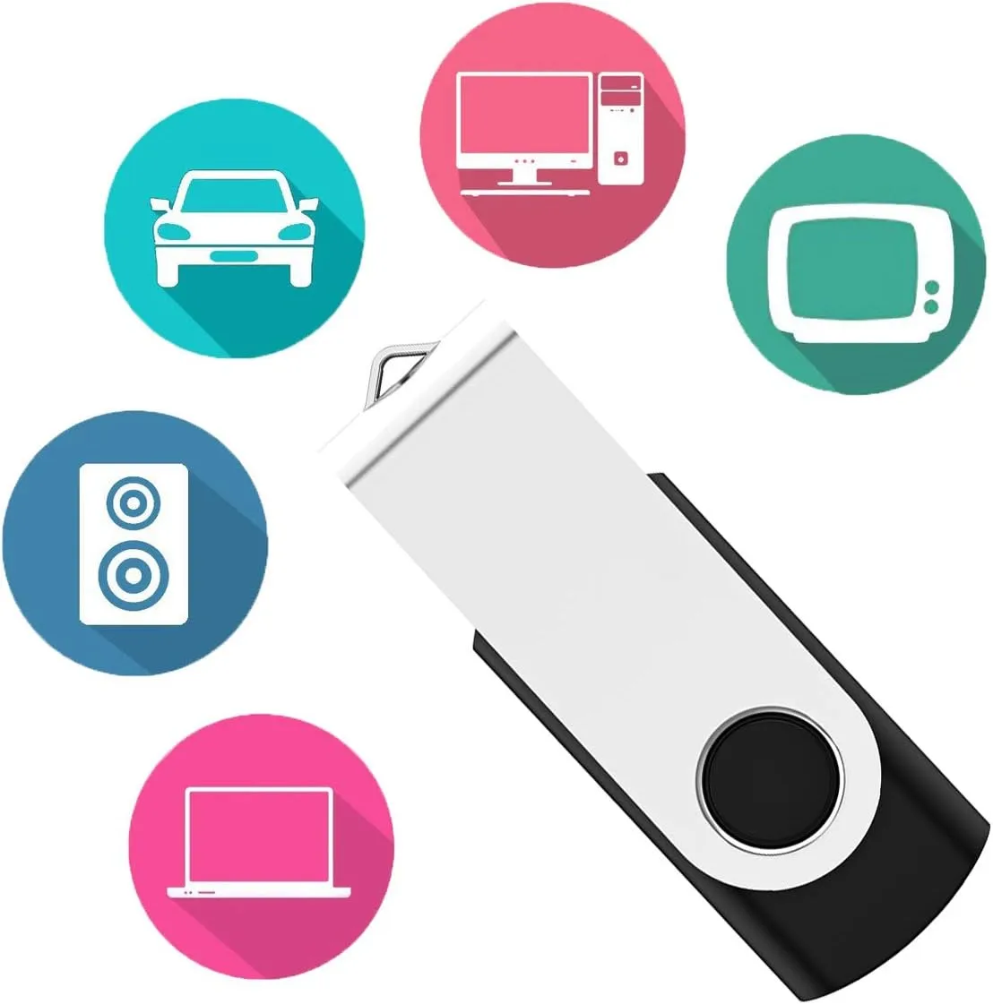 USB Flash Drive 2GB 20 Pack, Bulk USB 2.0 Flash Drives Thumb Drive Swivel Memory Stick Jump Drive Pen Drive, Black, 2 GB, 20 Pieces