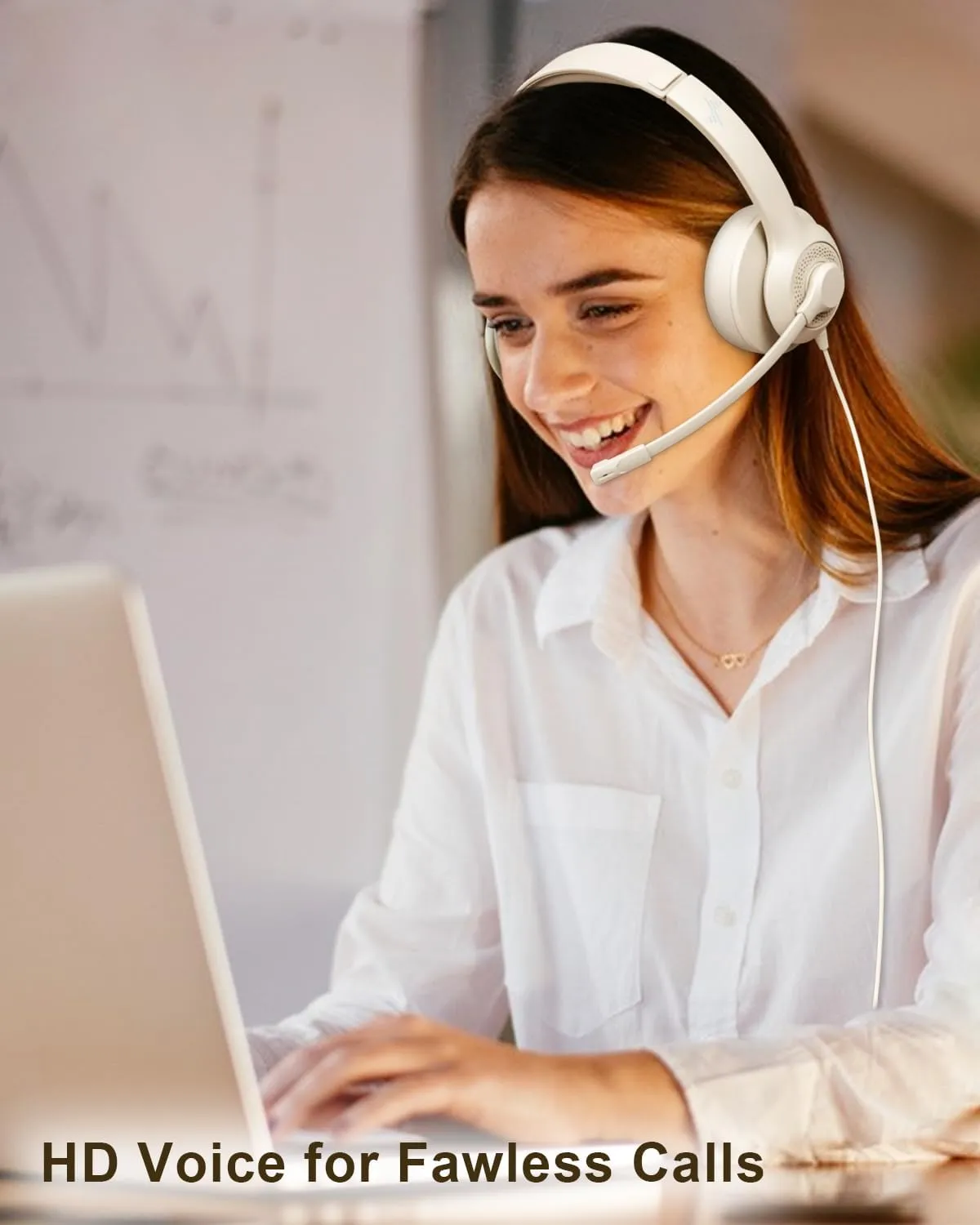 USB Headset with Microphone for PC, On-Ear Computer Laptop Headphones with Noise Cancelling Mic in-line Control for Home Office Online Class Zoom (USB 3.5mm, Apricot)