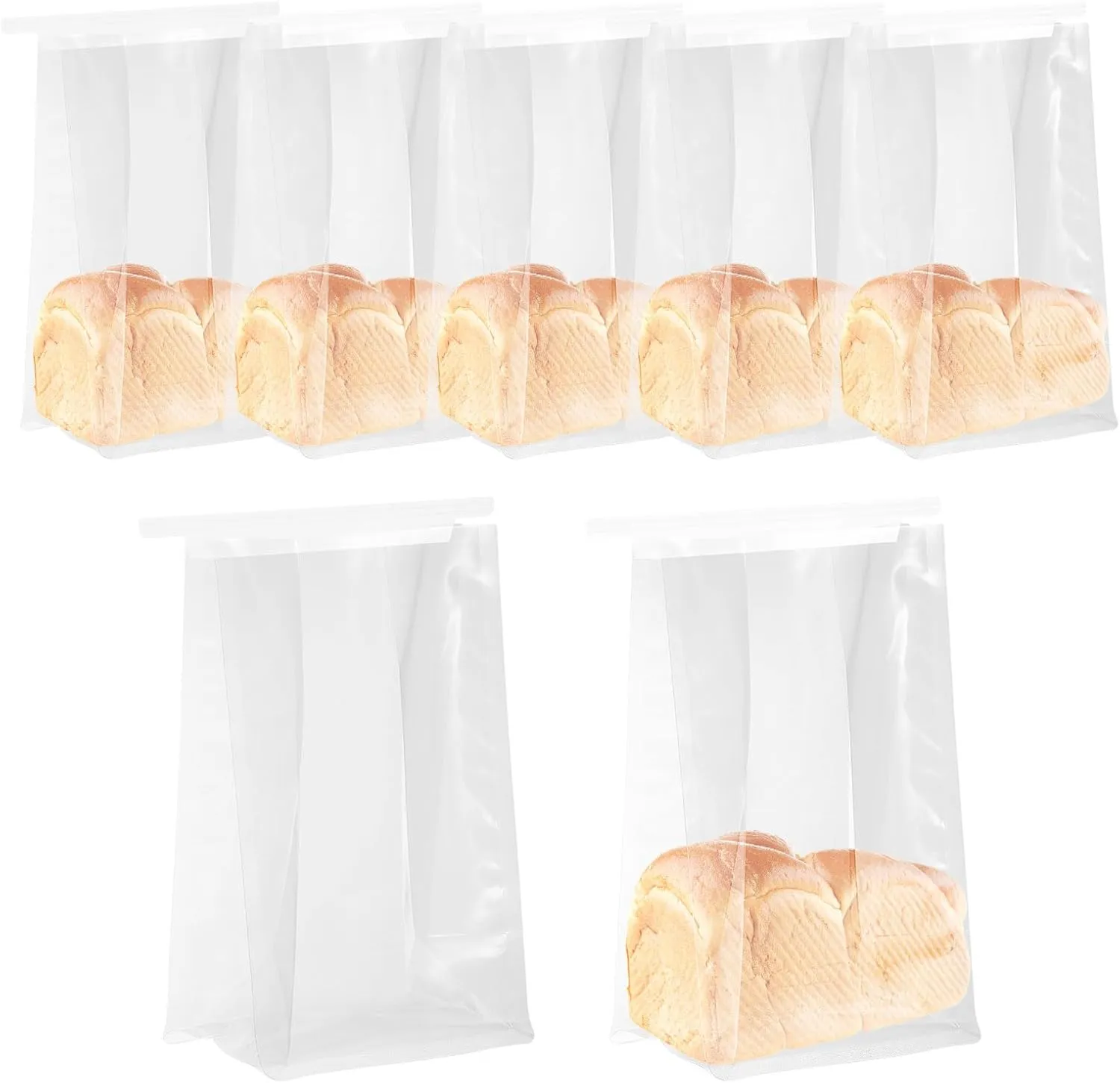 uxcell 50Pcs Bread Bags for Homemade Bread, 3.9x8.7x5.1 Inches Clear Bakery Bags with Iron Tie Tab Lock Loaf Gift Bags with Baked Foods Packaging