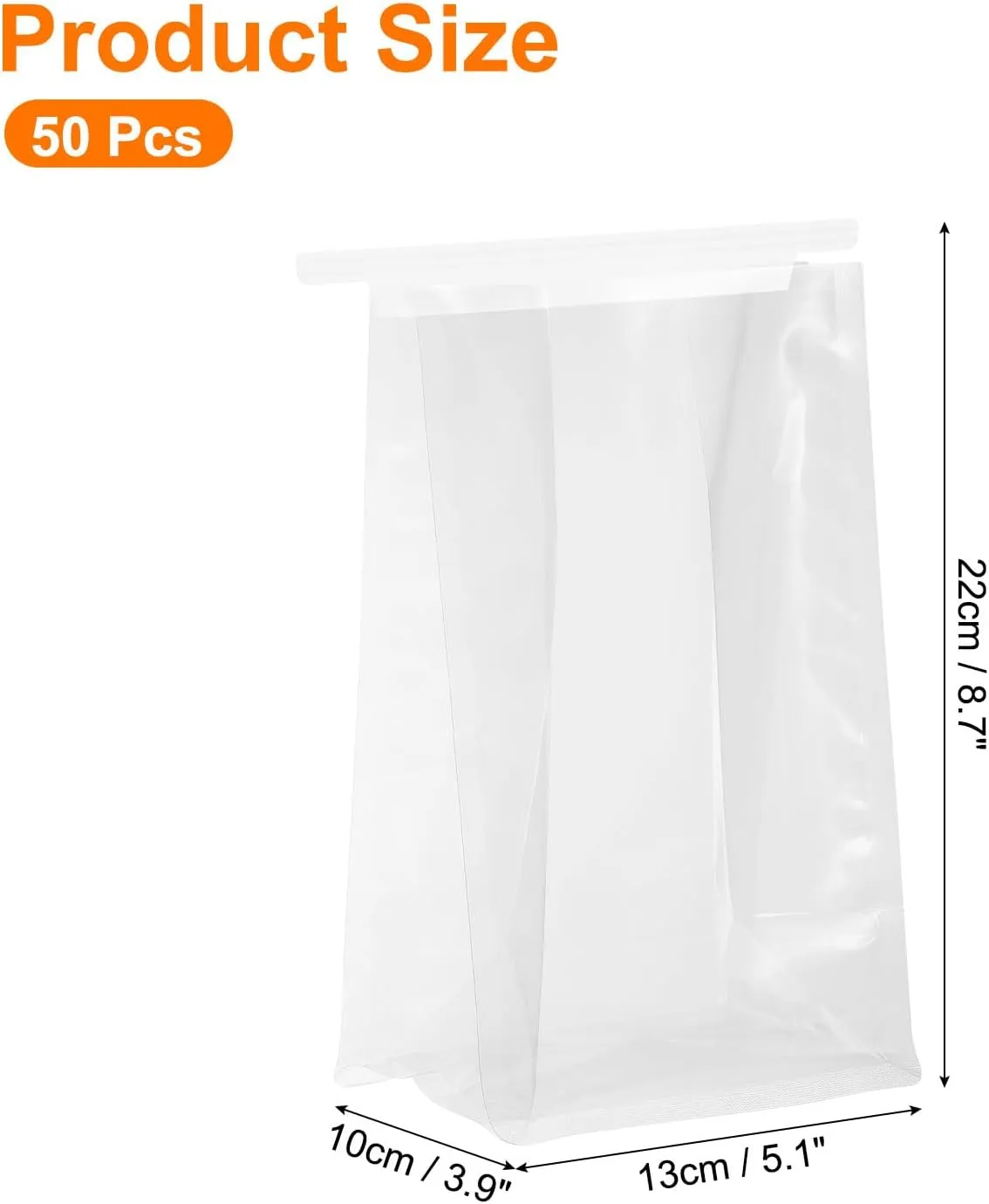 uxcell 50Pcs Bread Bags for Homemade Bread, 3.9x8.7x5.1 Inches Clear Bakery Bags with Iron Tie Tab Lock Loaf Gift Bags with Baked Foods Packaging