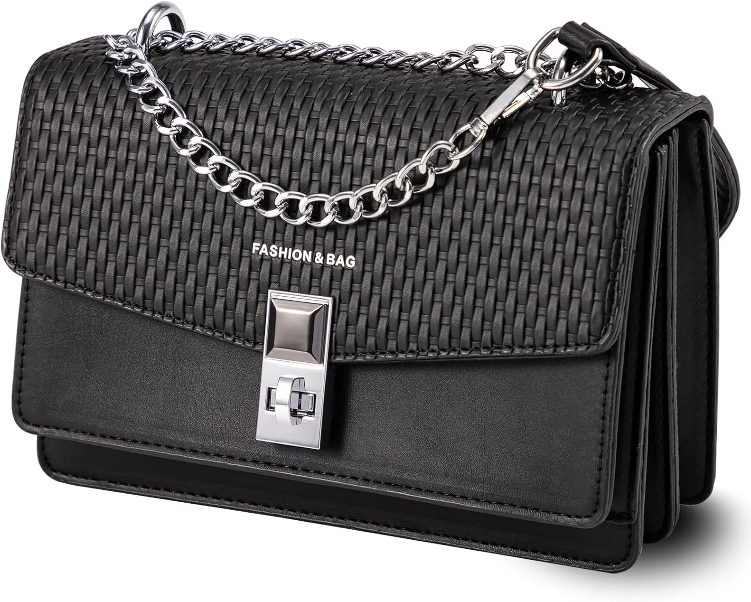 Vegan Leather Chain Crossbody Bags for Women Small Trendy Handbags Shoulder Purse