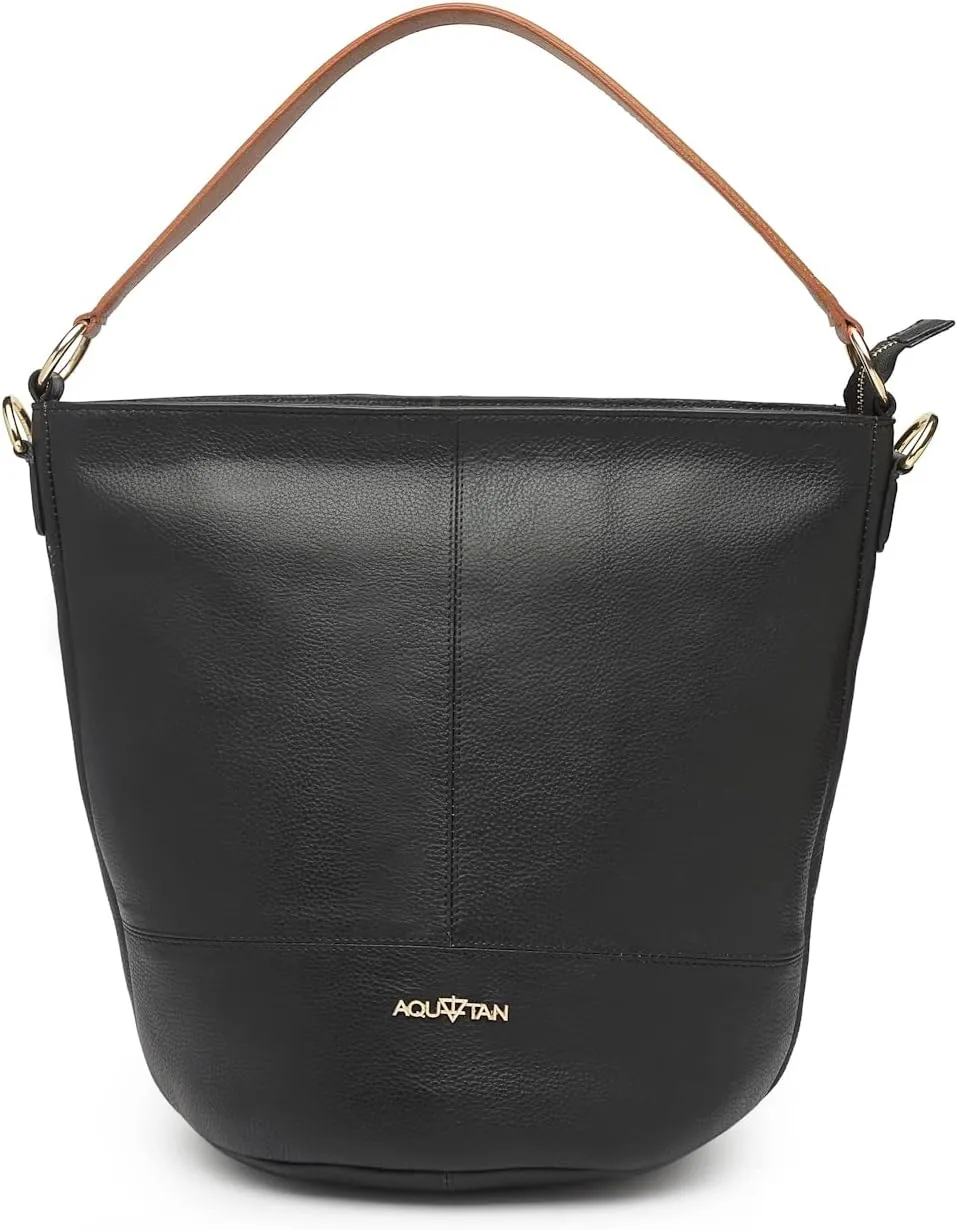 Vegan Leather PU Tote Bag for Women Spacious, Stylish, Sturdy PU Material Handbag Zippered Compartment,Office and Travel Friendly for Girls, Hobo Black