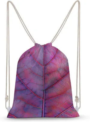 Veins on Leaves Drawstring Backpack for Women Men Drawstring Bag for Travel Swimming Sports Gym Bag
