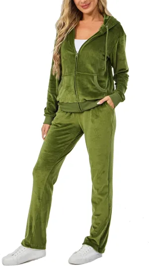 Velour Track Suits for Women Set Fall Sweatsuits 2 Piece