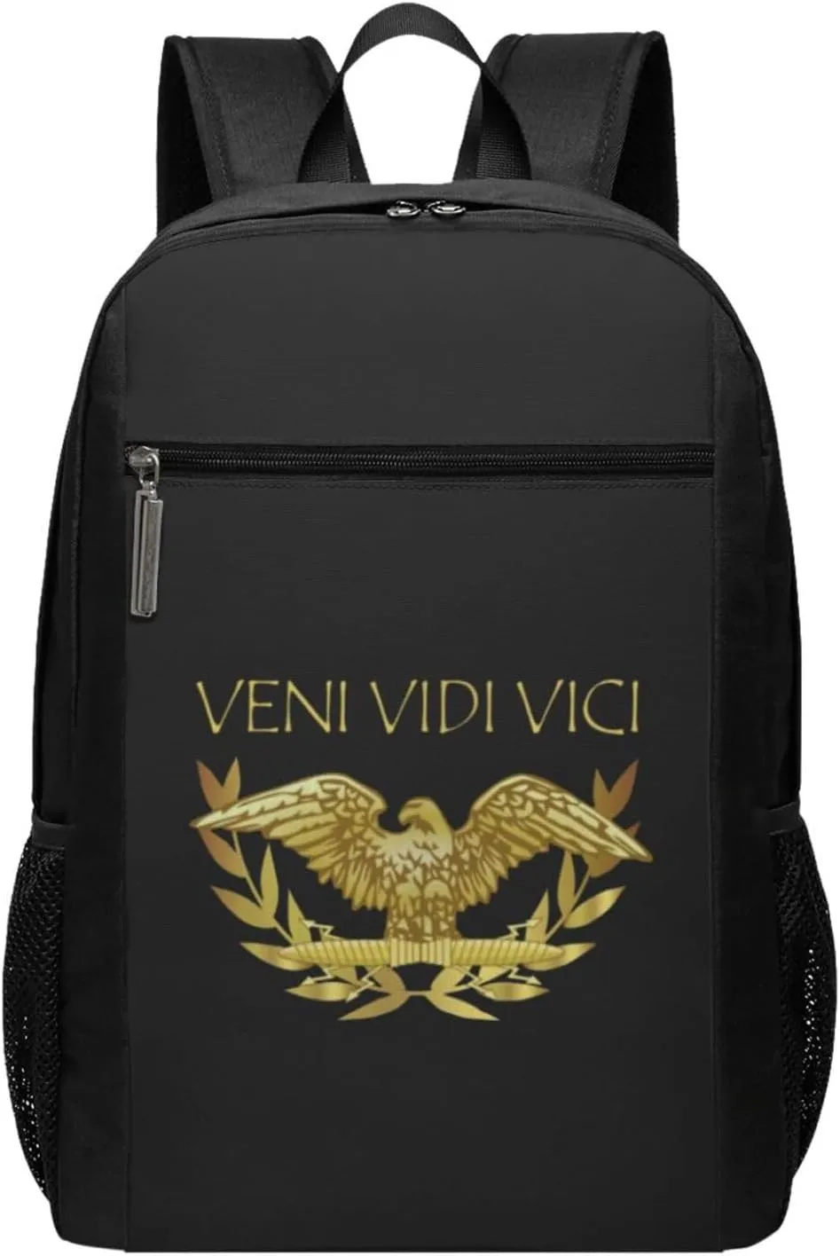 Veni Vidi Vici I Came I Saw I Conquered Travel Laptop Backpack, Business Anti Theft Slim Sturdy Laptops Backpacks, College Computer Bag Gift for Men & Women Fits 17 Inch Notebook,Black