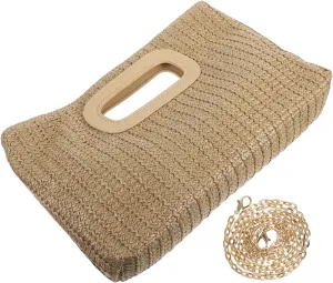 Versatile Women's Fashion Shoulder Bag Rustic Hand Purse Woven Grass for Evening Outfits