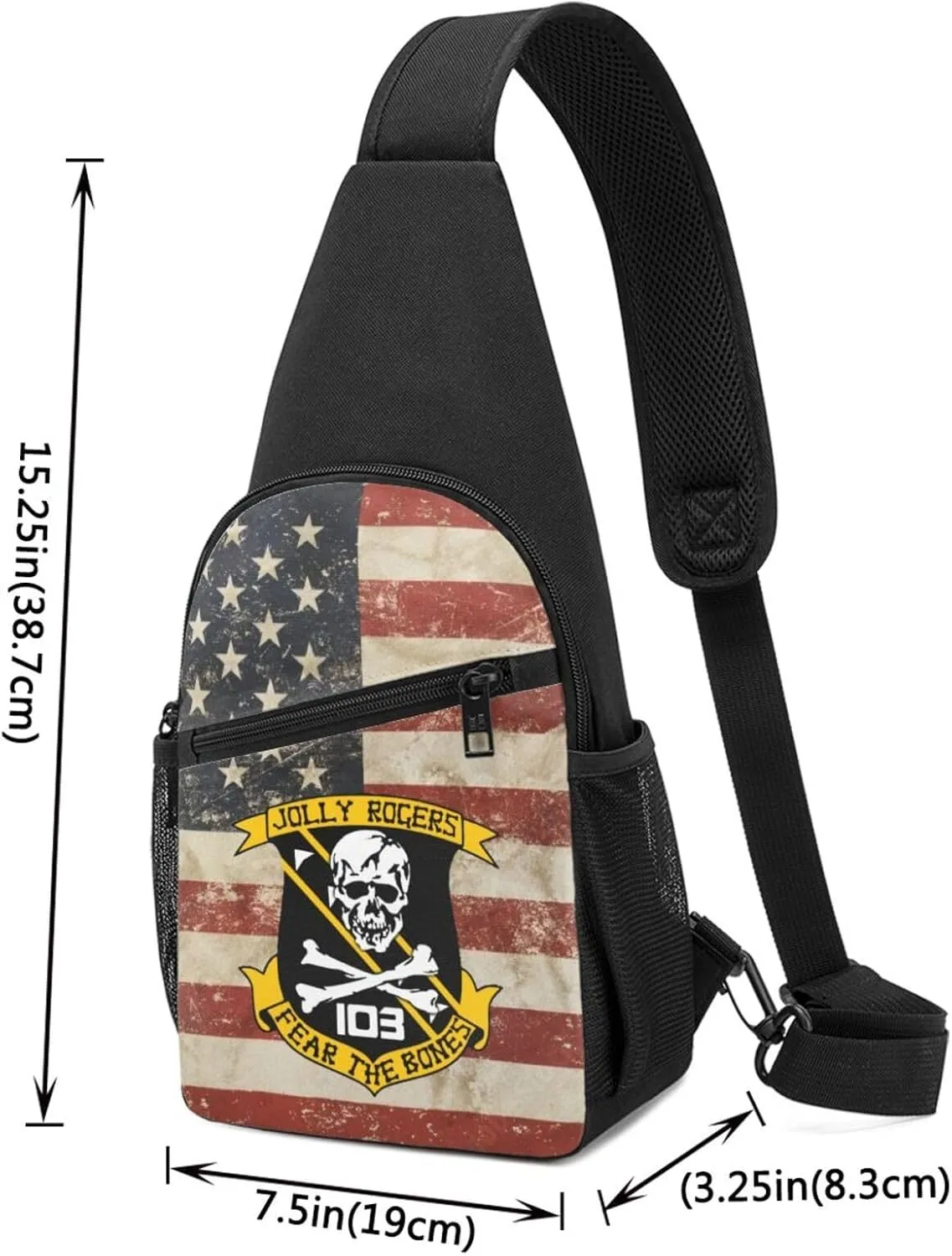 VFA-103 Fear The Bones Jolly Rogers Sling Bag Crossbody Backpack Shoulder Casual Daypack Bags for Men