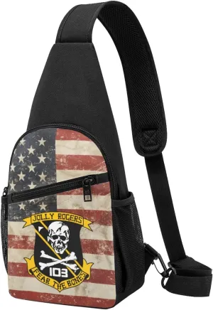 VFA-103 Fear The Bones Jolly Rogers Sling Bag Crossbody Backpack Shoulder Casual Daypack Bags for Men